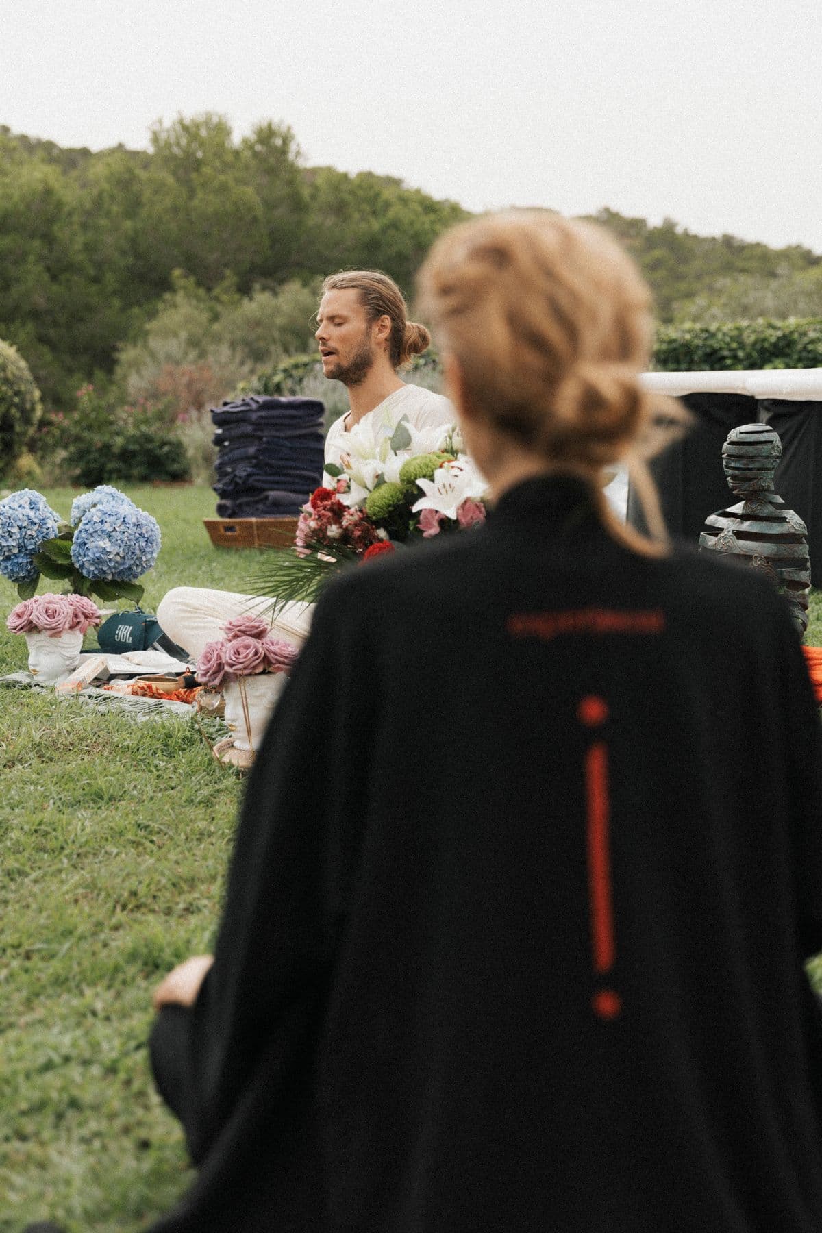 David explaining breathwork to a retreat group in Ibiza