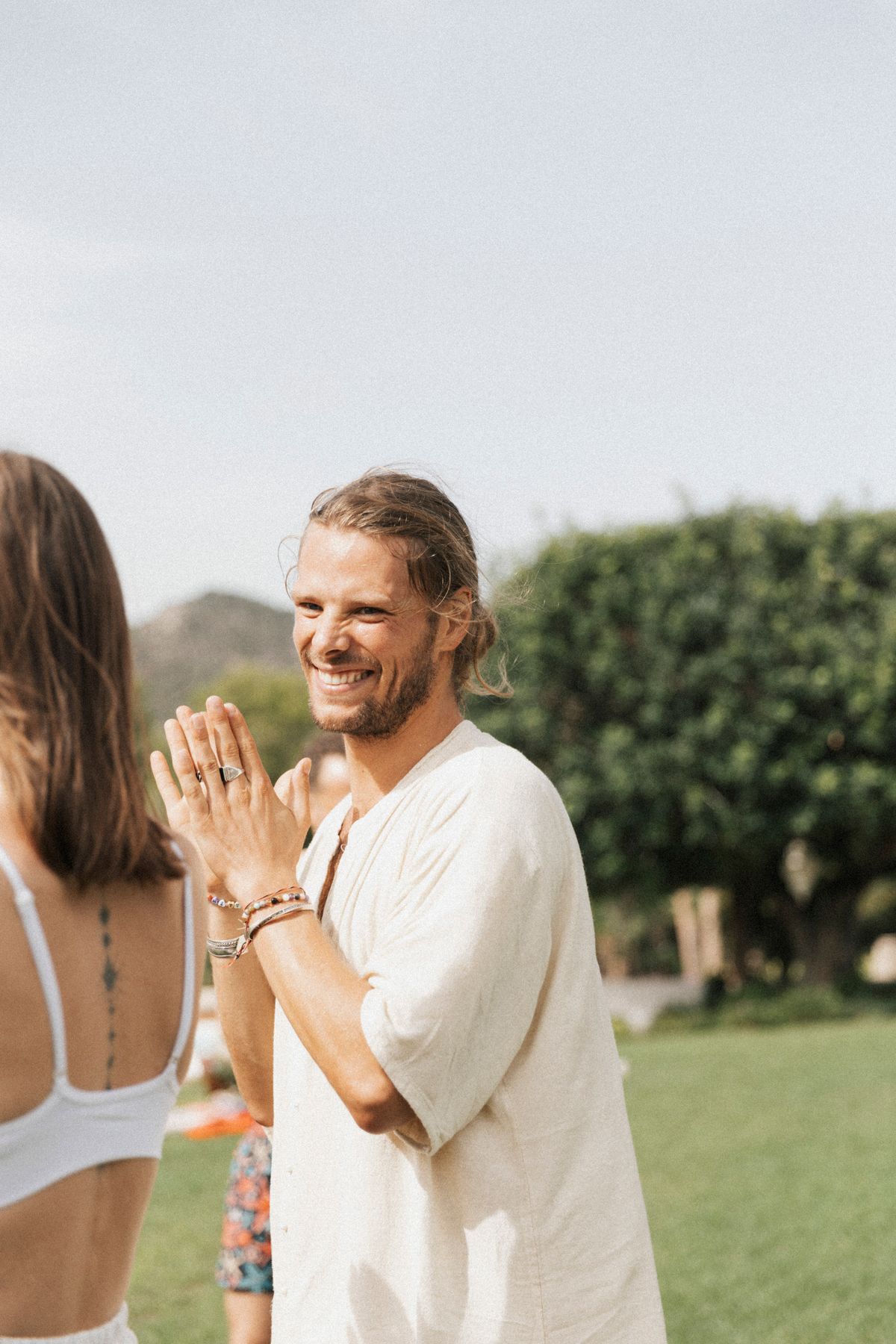 David smiling with hands in namaste, Ibiza 2024